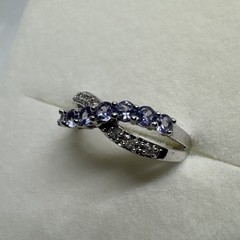 Amazing 10K Solid White Gold Tanzanite Diamond Gemstone Ring Size 6.75, 2.48g