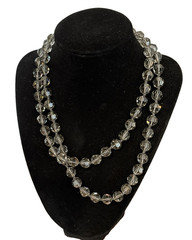 SAL Smoky Hand Strung Faceted Sparkly Beaded Swarovski Crystal 35″ Necklace