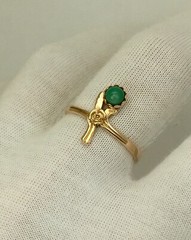USSR Rare Vintage Original Natural Turquoise Rose Gold Ring 583 14K Kiev 1982