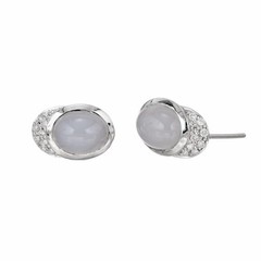 Designer Blue Calcedony 18k White Gold 4.00ct .28ct Diamond Earrings