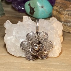 VTG Sterling Silver 3D Lace Filigree Rose Flower Pendant 1.25” AN823-30 N