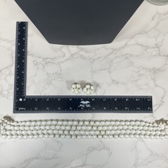 West Germany Lucite White Aurora Borealis Beads Necklace & Clip on Earrings