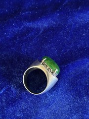 Vintage Estate 50’s Sterling &18k Green Jadeite Men’s Ring Size 9.75 Eyecatcher