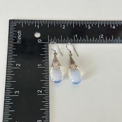 Vintage Sterling Silver Opaline Glass Dangle Earrings