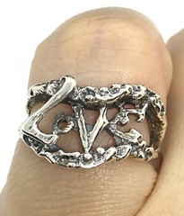 Vintage Sterling Silver Modernist Love Ring Sz 5.50 3.29g