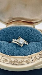 18K Gold Old European Cut Diamond Ring 0.64 CT Natural OEC VS1-VS2 Vintage Style