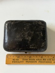 Antique Art Nouveau (?) Black Leather & Purple Silk Jewellery Presentation Box