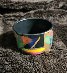 Vintage 80’s 90’s Hand Painted Abstract Woman’s Statement Bracelet EUC Colorful