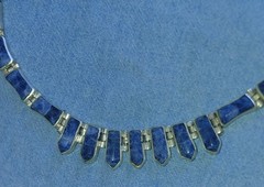 Vintage Native American Lapis Choker Necklace ~ 925 Sterling Silver ~ 78.9 Grams