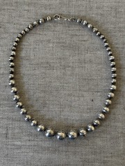Vintage 16” Sterling Silver 925 Graduated Bead Necklace Mexico 18 Grams