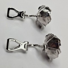 Vintage Napier Rose Earrings Silver Tone 1/2″ Floral Button Style