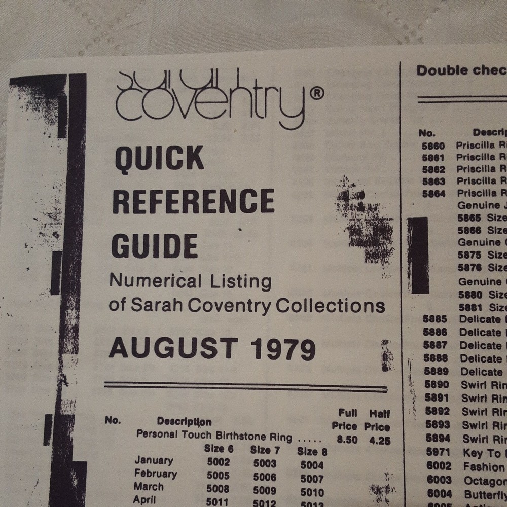 PRINTED COPY OF Aug. 1979 “QUICK REFERENCE GUIDES ” SARAH BOOK 4 PAGES