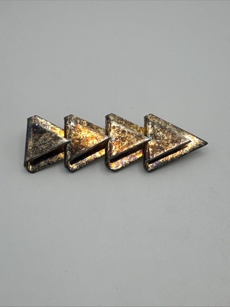 Jw1 Vintage Silver Metal Geometric Triangles Art Deco Statement Brooch/Pin D31