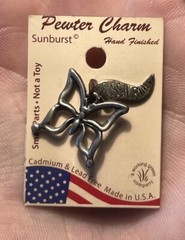 Vintage Butterfly Pendant Insect Animal Charm Silver Pewter Fossil Rim Museum