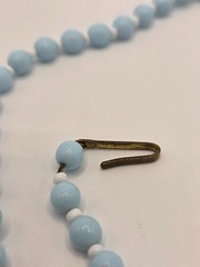 Vintage W. Germany light blue & white bead floral necklace and earrings jewelry