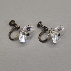 Vintage Art Deco Screwback Earrings Rock Crystal Clear Round Faceted 1/2″