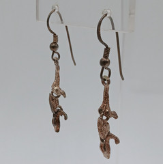 VTG 925 Alligator Crocodile Earrings 1.5in Drop Sterling Silver 3.4g Articulated