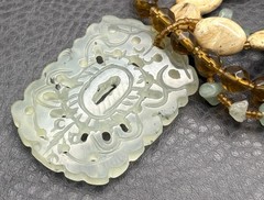 VTG Cookie Lee Asian Style Jade Gemstone Necklace 3 Strand Multistrand 16-19”