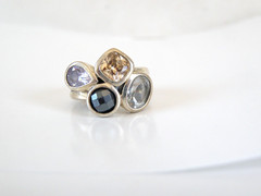 Silpada Sterling Silver CZ Hematite Quartz Wine Flight Ring Size 5