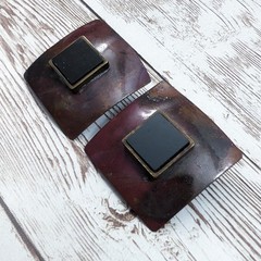 Vintage Earrings for Pierced Ears Square Shape – Bent with Heavy Tarnish