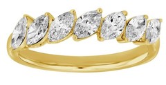 1.03CT DIAMOND 14KT YELLOW GOLD MARQUISE SHAPE 5 STONE WEDDING ANNIVERSARY RING