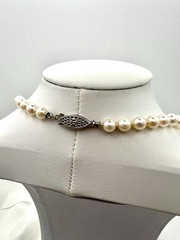Vintage Japanese 16” Saltwater Akoya Pearl Choker Necklace WG 14k clasp 5.4-6mm