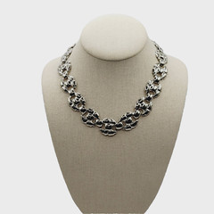 Professional Career Silver Tone Flat Link Chunky Wide Style Necklace 18 Inch