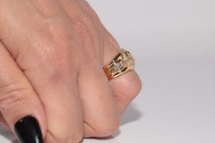 Vintage Circa 1990s 18k Gold Marquise Cut And Baguette Cut Diamond Ring