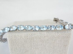 Sterling Silver 925 Natural Heated Blue Topaz Tennis Line Bracelet 7.5″