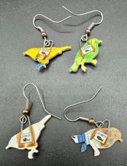 Jabebo Recycled Cereal Box Bird Earrings – Set of 2 Pairs