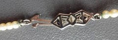Antique Art Deco Deltah Solid 14K Gold Sapphire Diamond Man Made Pearl Necklace