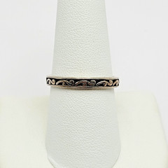 Shube Sterling Silver Scrolled Stackable Band Ring ~ Size 9