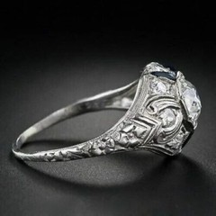 1.50Ct Art Deco Style Lab-Created Diamond & Sapphire Engagement Ring 925 Silver