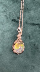 Beautiful vintage silver-plated metal necklace with twisted moonstone