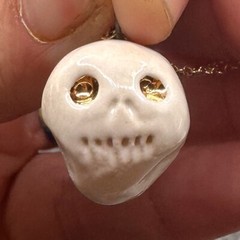 Gothic Halloweeen Skull Necklace (1) White Stone Goth Macabre Costume Cosplay