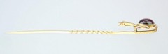 Antique Victorian 22K 15K Gold Garnet Cabochon Laughing Snake Egg Stick Pin Box
