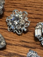 Vintage Lot 8 Silver Tone & Pot Metal Prong Set Rhinestones Scatter Pins Brooch