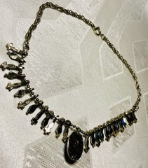 Vintage Turquoise Blue Cabachon Necklace Southwestern Style Fringe Dangle 16”