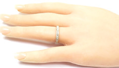Antique Art Deco Diamond Wedding Band 17K White Gold EGL USA Ring Size 7.25 UK-O