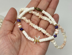 Vintage Y2K 90s Puka Shell Heishi Necklace Bracelet Lot 10 Surfer Hawaiian Beach