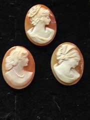 Lot of 3 Vintage Carved Cameos 1.25” Each • Shell Relief Profiles • Jewelry Craf