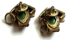 Vintage SELRO SELINI Buccaneers PIRATES. Set of 2 green & gold tone Pins. 1950s.