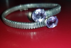 1980s Vintage One Of A Kind Brazilian Amethyst Bypass Sterling Silver Bracelet