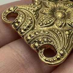 1928 Gold Tone Filigree Rectangular Brooch Pin 1.25 in Vintage Marcasite Look