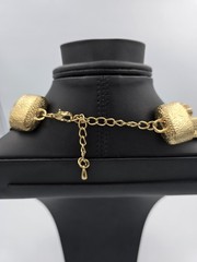 Vintage Multi-Strand Gold Tone Box Link Snake Chain Statement Necklace