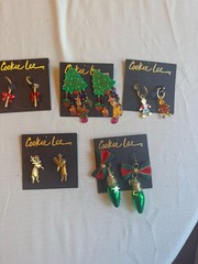 Vintage Cookie Lee Jewelry Christmas Collection Earrings and Pins
