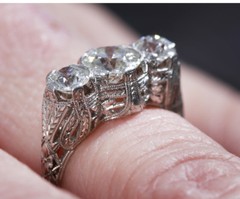 Art Deco Engagement Ring Mine European Cut Diamonds Plat 3.4 DTW 2.25 CTW 6.5