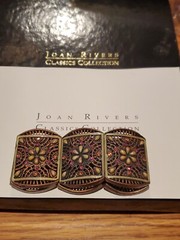 Vintage Signed Joan Rivers Marrakesh Copper Toned Stretch Bracelet Amber & Red
