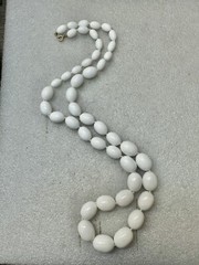 VTG 1960s Trifari 28” White Acrylic Graduated Bead Necklace