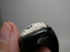 Amy Kahn Russel Sterling Silver 925 Leopard Modernist Black Horn RING Size 6